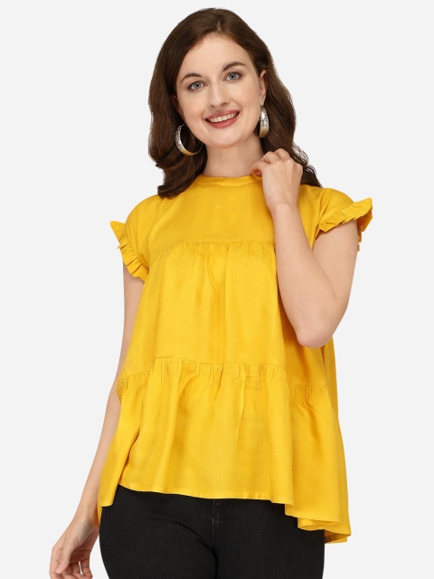 

Yuvraah Yellow Extended Sleeves A-Line Top