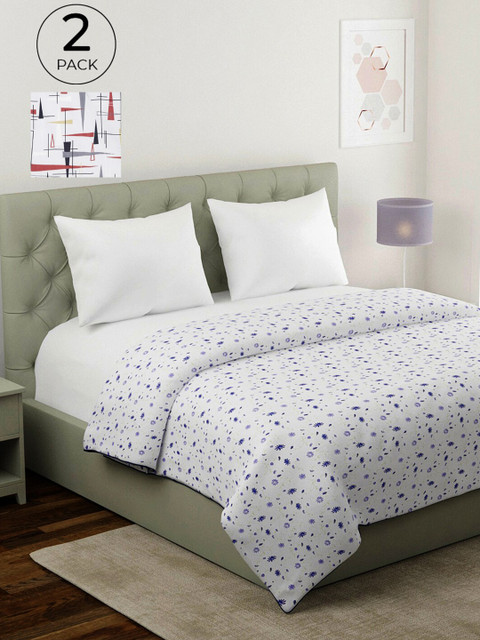 

KLOTTHE Set Of 2 Multicoloured Printed Cotton AC Room 210 GSM Double Bed Dohar, Multi