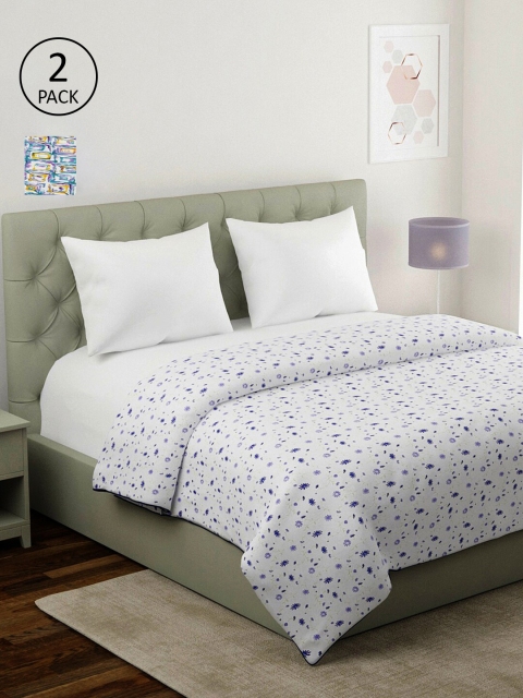 

KLOTTHE Set Of 2 Multicoloured Printed Cotton AC Room 210 GSM Double Bed Dohar, Multi