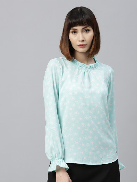

Park Avenue Woman Blue Geometric Regular Top