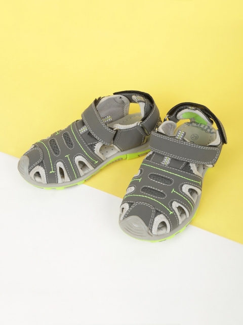 

max Boys Grey & Green PU Comfort Sandals