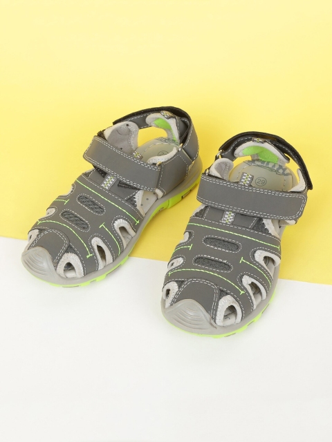 

max Boys Grey & Green PU Comfort Sandals