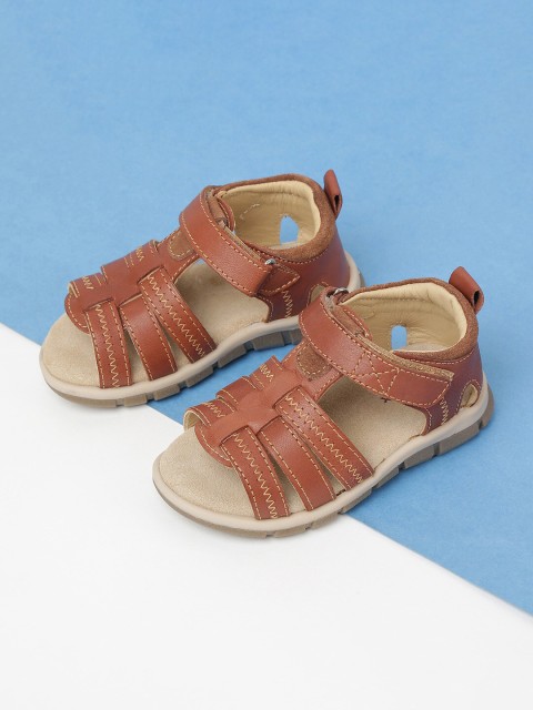 

max Boys Brown & Beige Leather Comfort Sandals