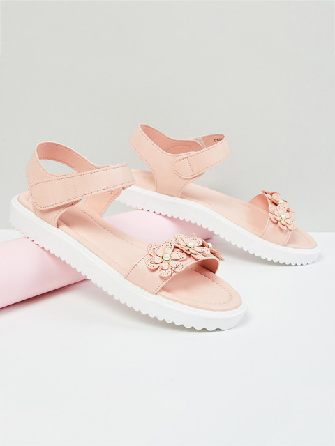 

max Girls Peach PU Comfort Sandals