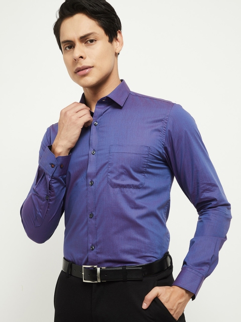 

max Men Blue Slim Fit Opaque Pure Cotton Formal Shirt