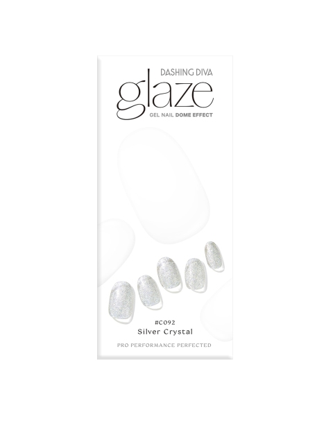 

Dashing Diva Silver-Toned Dome Effect Gel Nail