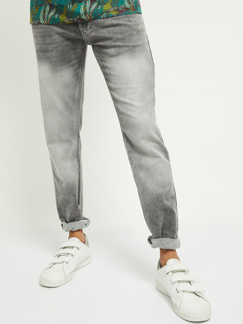 

max Men Grey Heavy Fade Stretchable Jeans