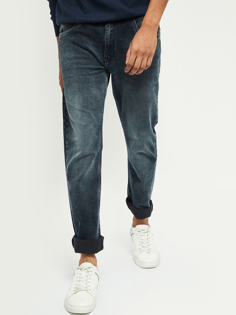 

max Men Charcoal Slim Fit Heavy Fade Stretchable Jeans