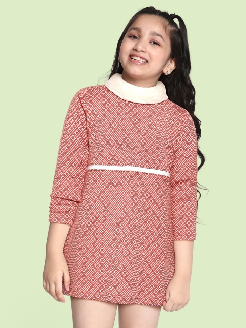 

GOJI Red & White A-Line Yuletide Winter Dress