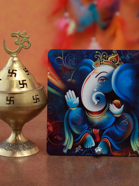 

Ferns N Petals Multicolored Akhand Diya With Ganesha Table Top, Multi