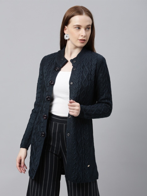 

Park Avenue Woman Women Navy Blue Cable Knit Acrylic Cardigan Sweater