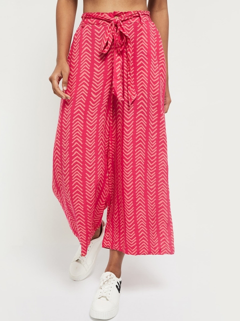 

max Women Coral Printed Loose Fit Culottes Trousers