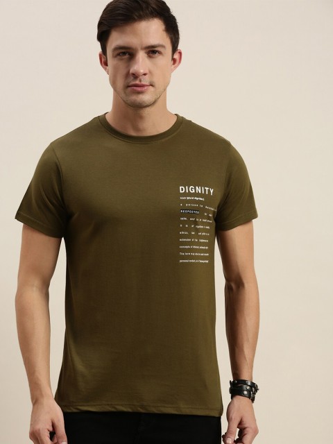 

Difference of Opinion Men Olive Green Typography Printed T-shirt