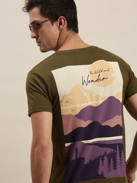 

Difference of Opinion Men Olive Green Printed Applique T-shirt