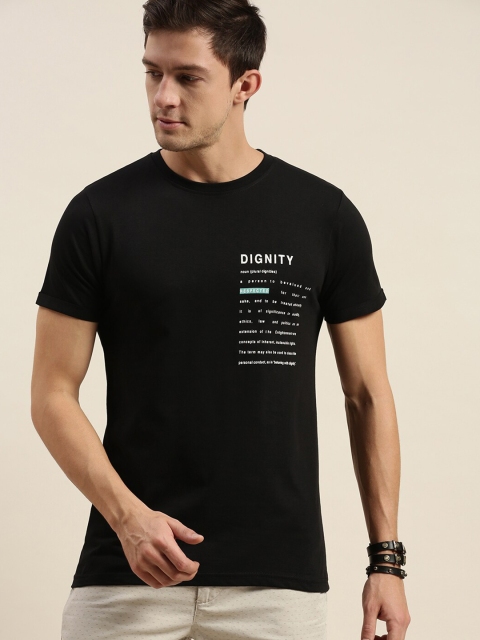 

Difference of Opinion Men Black Typography Printed Pure Cotton T-shirt