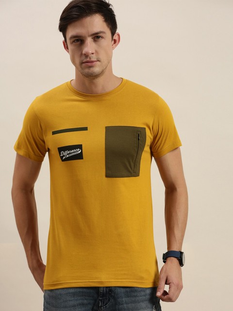 

Difference of Opinion Men Mustard Yellow Pockets T-shirt