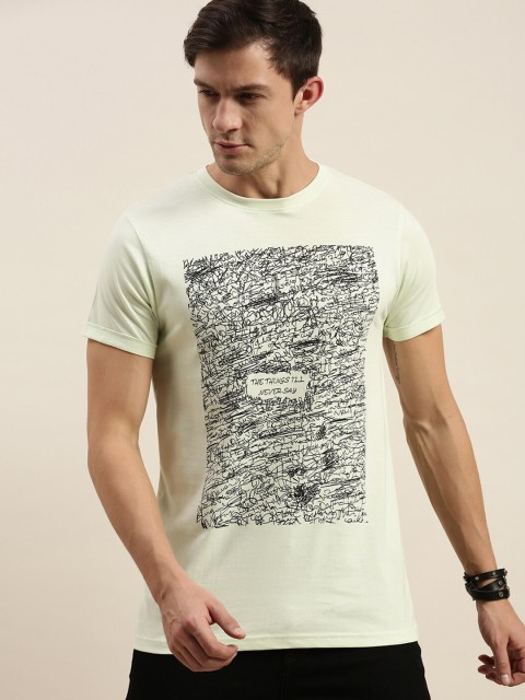 

Difference of Opinion Men Green Printed Pure Cotton T-shirt