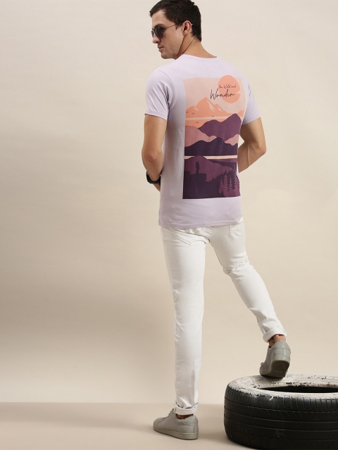 

Difference of Opinion Men Lavender Printed Pure Cotton T-shirt
