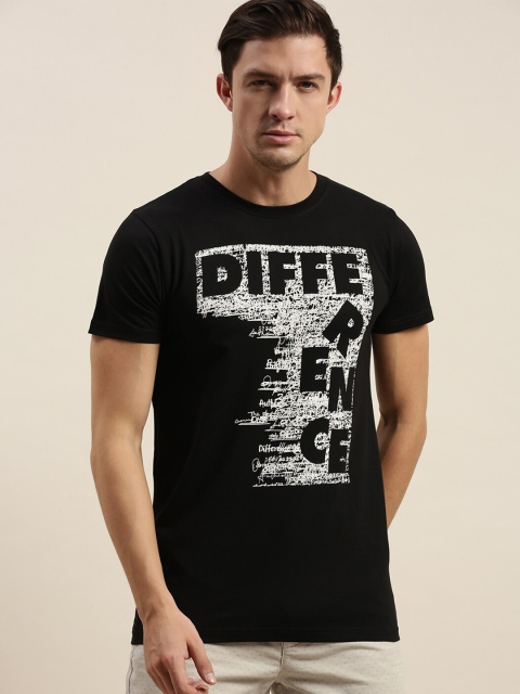 

Difference of Opinion Men Black Printed Raw Edge T-shirt