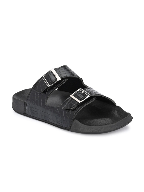 

AfroJack Men Black Textured Slip-Ons