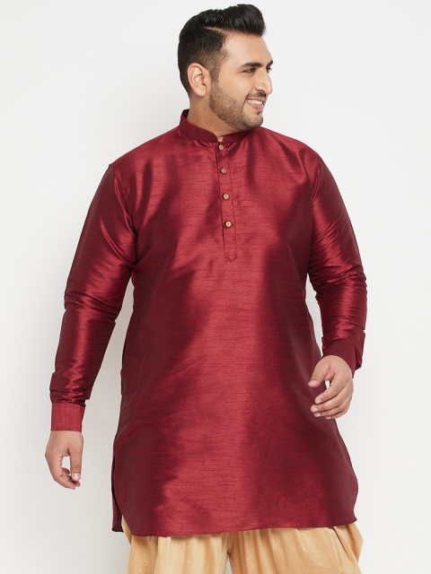 

VASTRAMAY PLUS Men Maroon Solid Kurta
