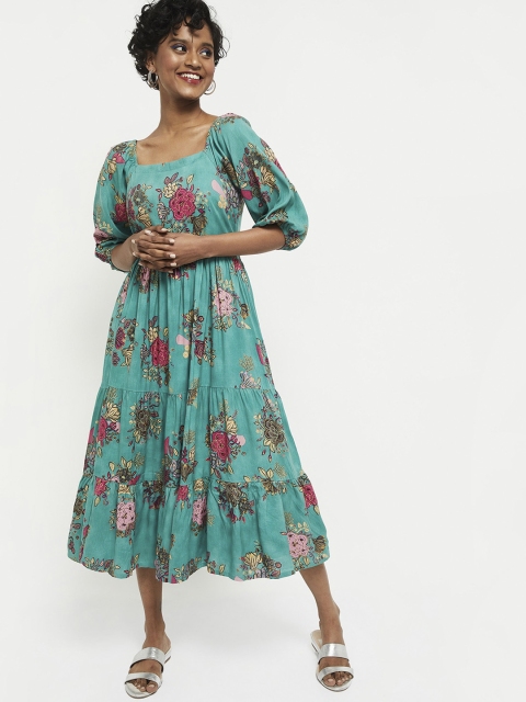 

max Green Floral Midi Dress