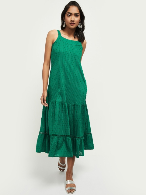 

max Green Pure Cotton A-Line Midi Dress