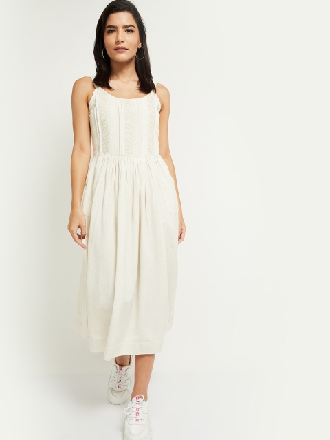 

max Cream-Coloured Embroidered Midi Dress