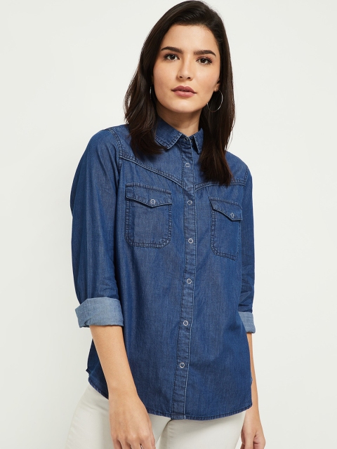 

max Women Blue Opaque Casual Shirt