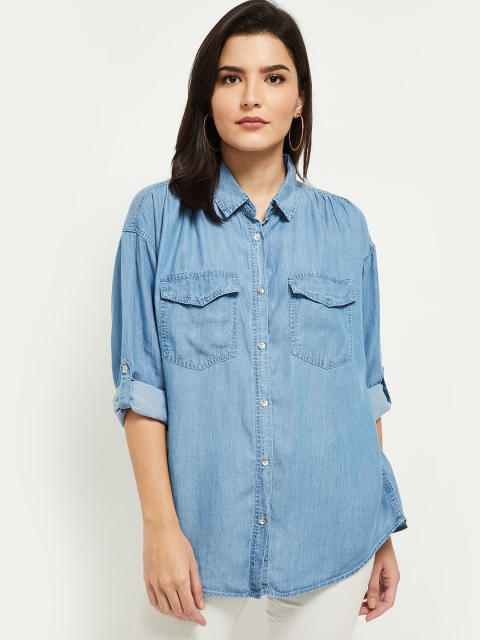 

max Women Blue Opaque Casual Shirt