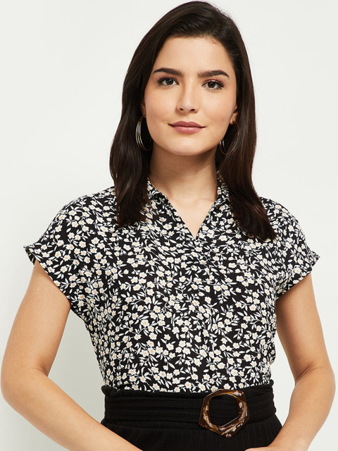 

max Women Black Animal Opaque Printed Casual Shirt