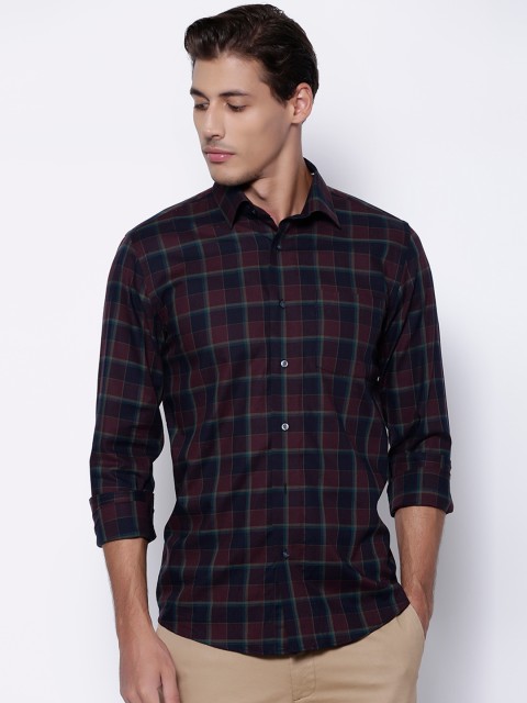 

Blackberrys Men Rust Slim Fit Tartan Checks Casual Shirt