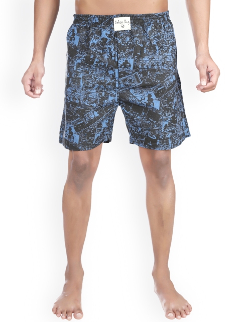 

Urban Dog Blue & Black Printed Boxers UDBX12