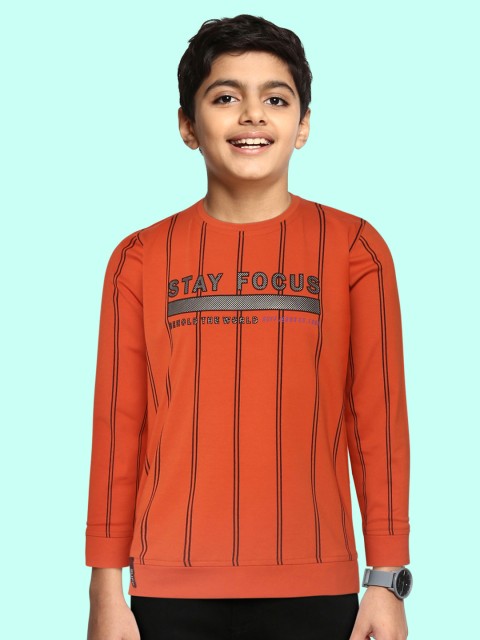 

RUFF Boys Rust Striped Slim Fit T-shirt