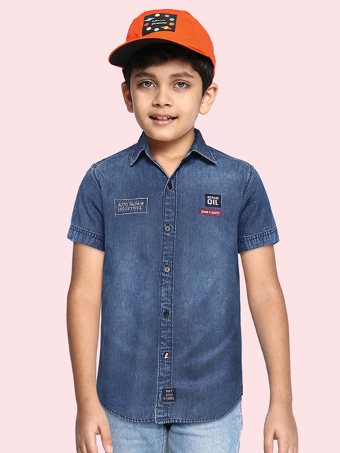 

RUFF Boys Blue Slim Fit Opaque Casual Shirt