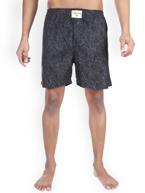 

Urban Dog Blue & Black Printed Boxers UDBX32