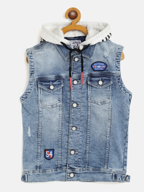 

RUFF Boys Blue Cotton Hooded Denim Jacket