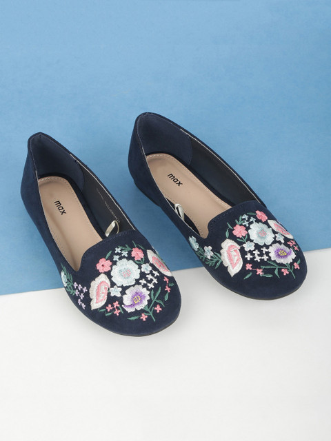 

max Girls Blue Ballerinas with Embroidered Flats