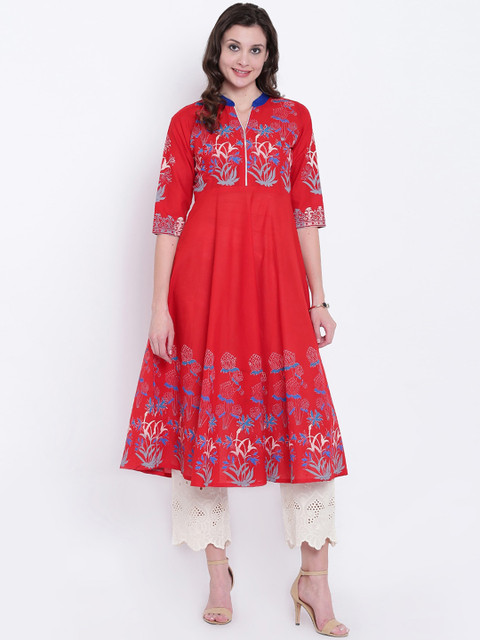

Varkha Fashion Women Red Ethnic Motifs Printed Floral Anarkali Kurta