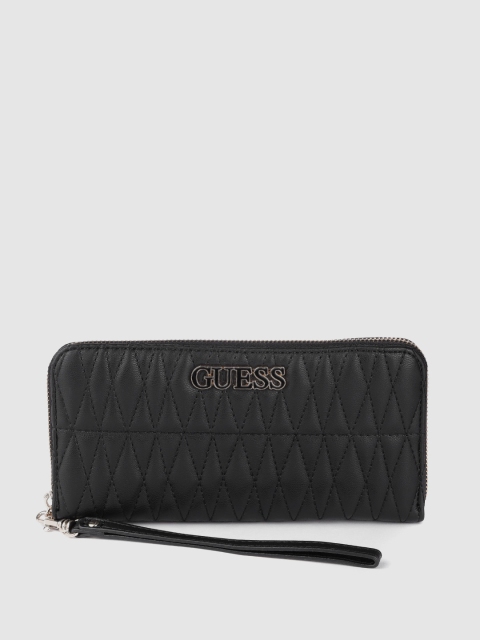

GUESS Women Black Quilted Zip Around Wallet
