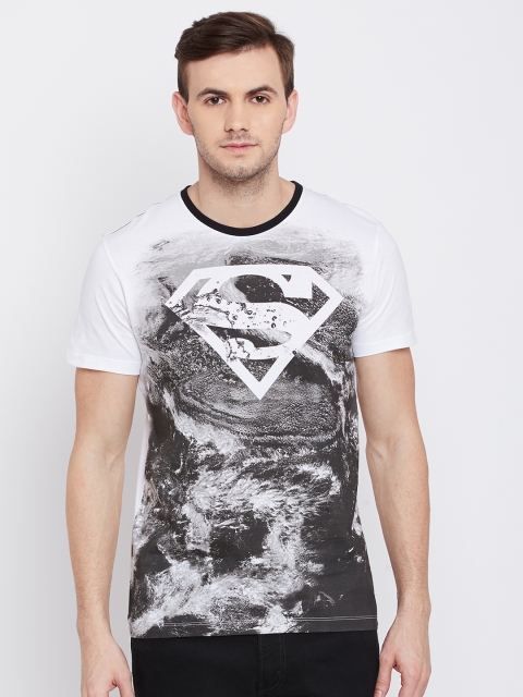 

Free Authority Men White Superman Printed Round Neck T-shirt
