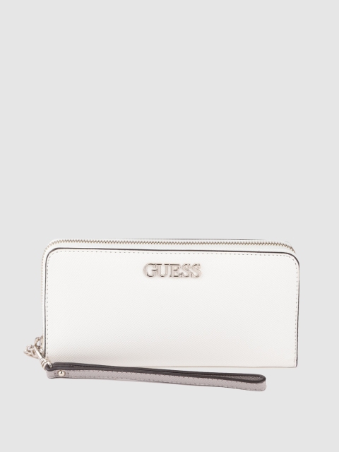 

GUESS Women White & Brown Colourblocked Zip Around Wallet