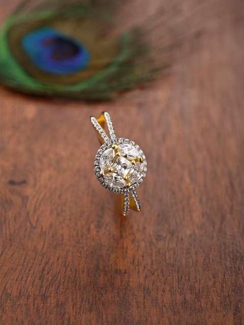 

Tistabene Gold-Tone White AD-Studded Handcrafted Finger Ring