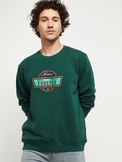 

max Men Green Printed Sweatshirt