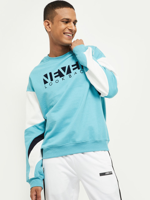

max Men Blue Embroidered Sweatshirt