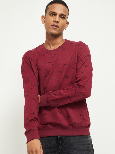 

max Men Red Printed Sweatshirt