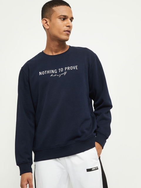 

max Men Blue Printed Sweatshirt