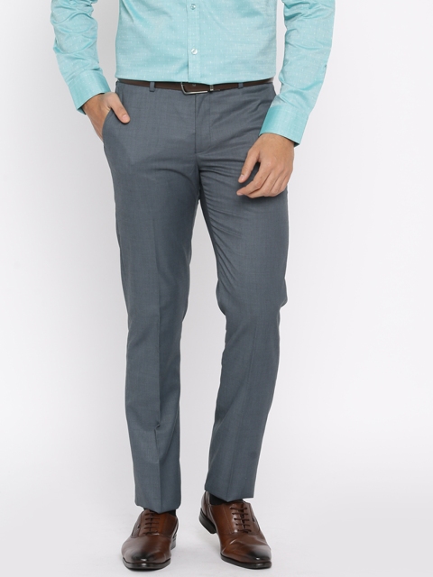 

Blackberrys Men Grey Solid Regular Fit Formal Trousers