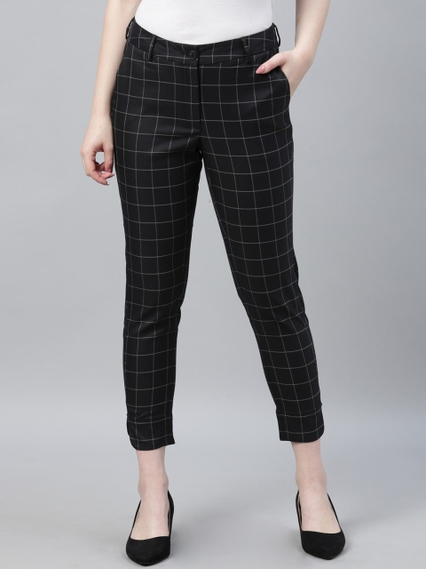 

Park Avenue Woman Black Checked Tapered Fit Trousers