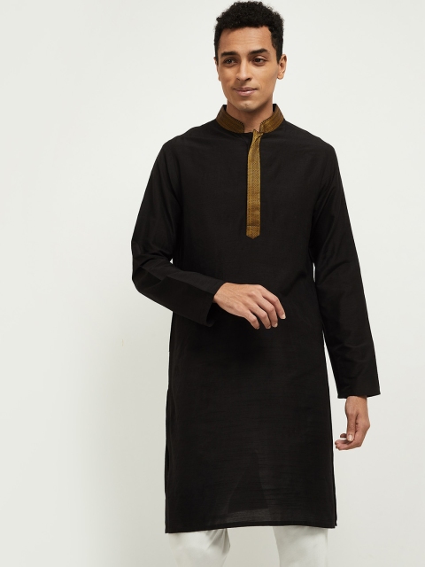 

max Men Black Zari Yoke Design Kurta
